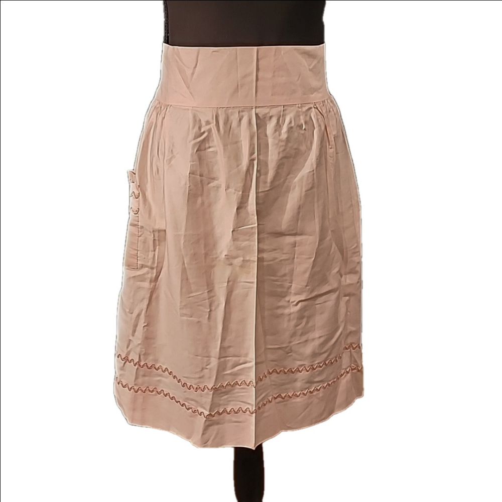 Vintage Apron Blush Pink with Metallic Gold Thread Trim and pocket